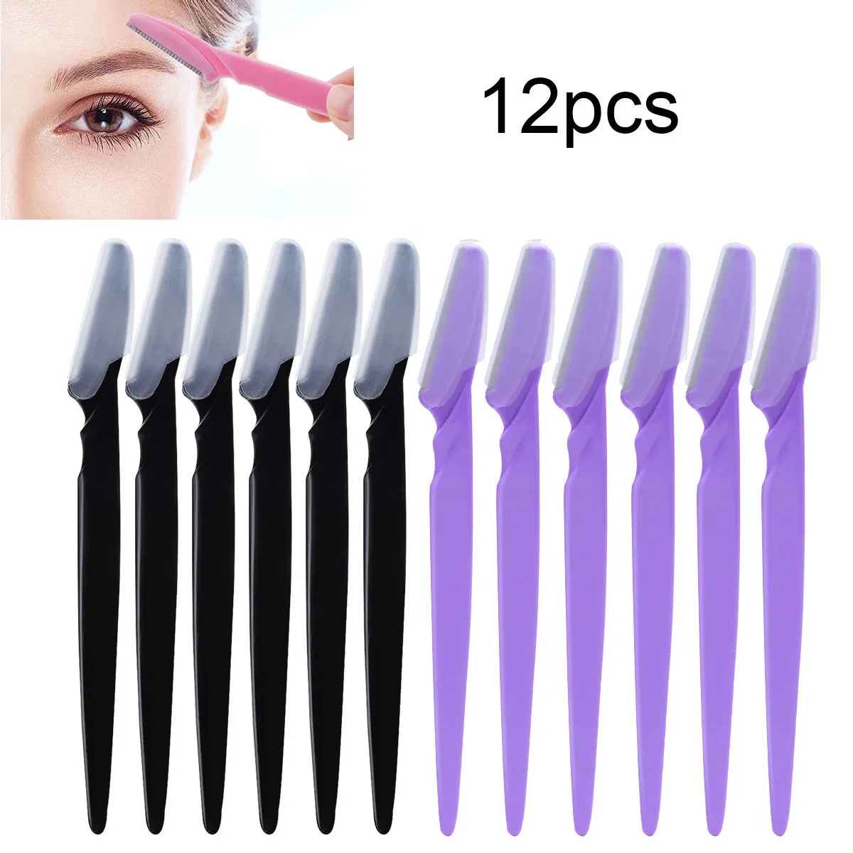 6/12 Pc Portable Eyebrow Trimmer Razors – Face Hair Remover Eyebrow Trimmer Razor HIP C514-6 black 6Purple