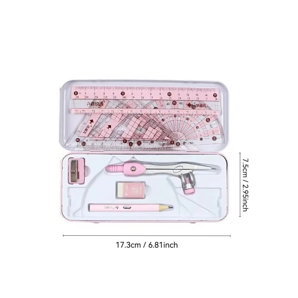 8-Piece Ruler Compass Set with Protractor & Sharpener Geometry Drawing Set HIP