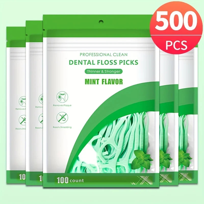 RUZOFO Mint Flossepicks Ultra-Fine Toothpicks 100–500 Pcs Dental Floss Picks HIP