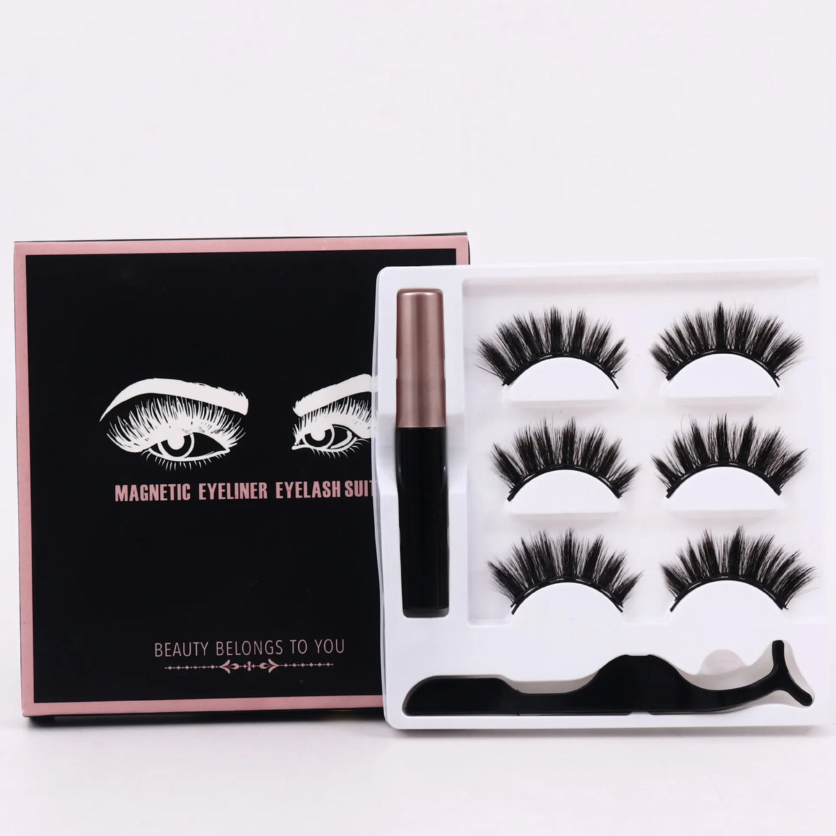 Magnetic Eyelashes 3D Mink Eyelashes Makeup Magnetic Lashes Eyeliner Tweezers Set Natural False Lashes Short Faux Cils HIP 3Pair 016
