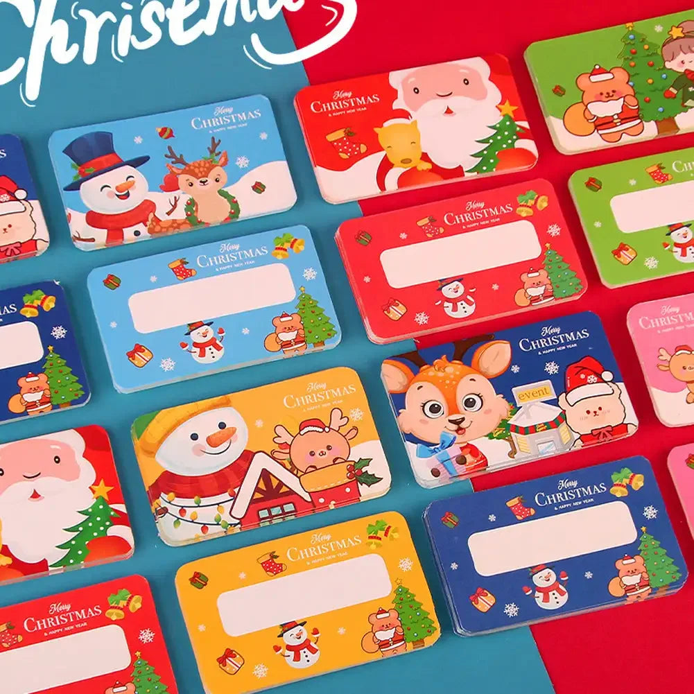 20pcs Cartoon Christmas Scratch Card Children's Christmas Handwritten Interactive Scratch Award Card Reward Lucky Scratch Decor HIP