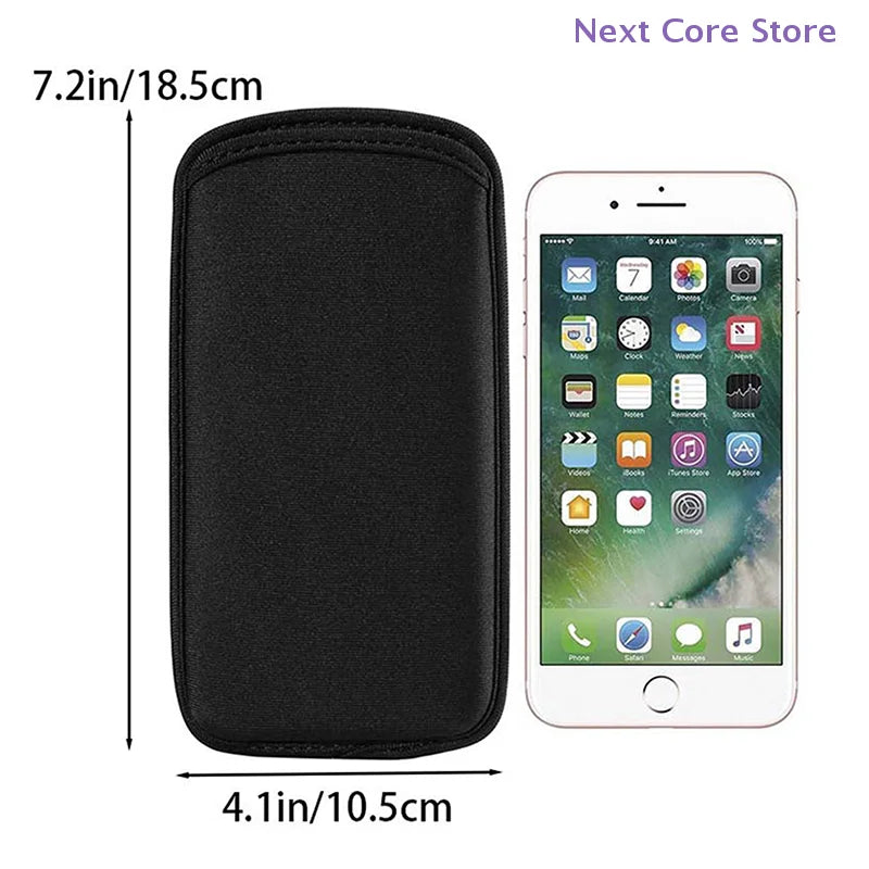Black Neoprene Waterproof Phone Pouch – Shockproof 6.3–7.2" Phone Sleeve Pouch HIP
