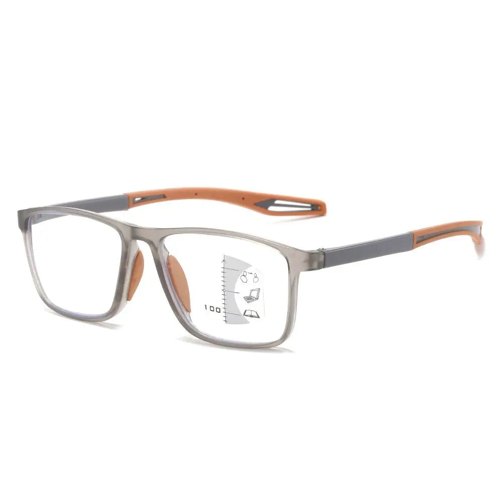 TR90 Progressive Multifocal Reading Glasses | Blue Light Filter Multifocal Reading Glasses HIP Strength 100 orange