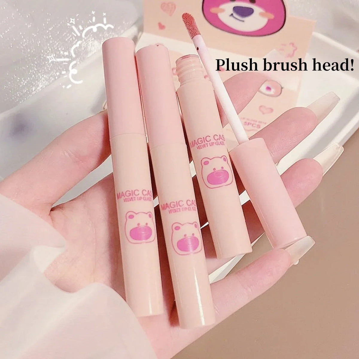 MAGIC CASA 5-Pc Matte Liquid Lipstick Set – Pink & Brown Matte Lip Glaze Set HIP