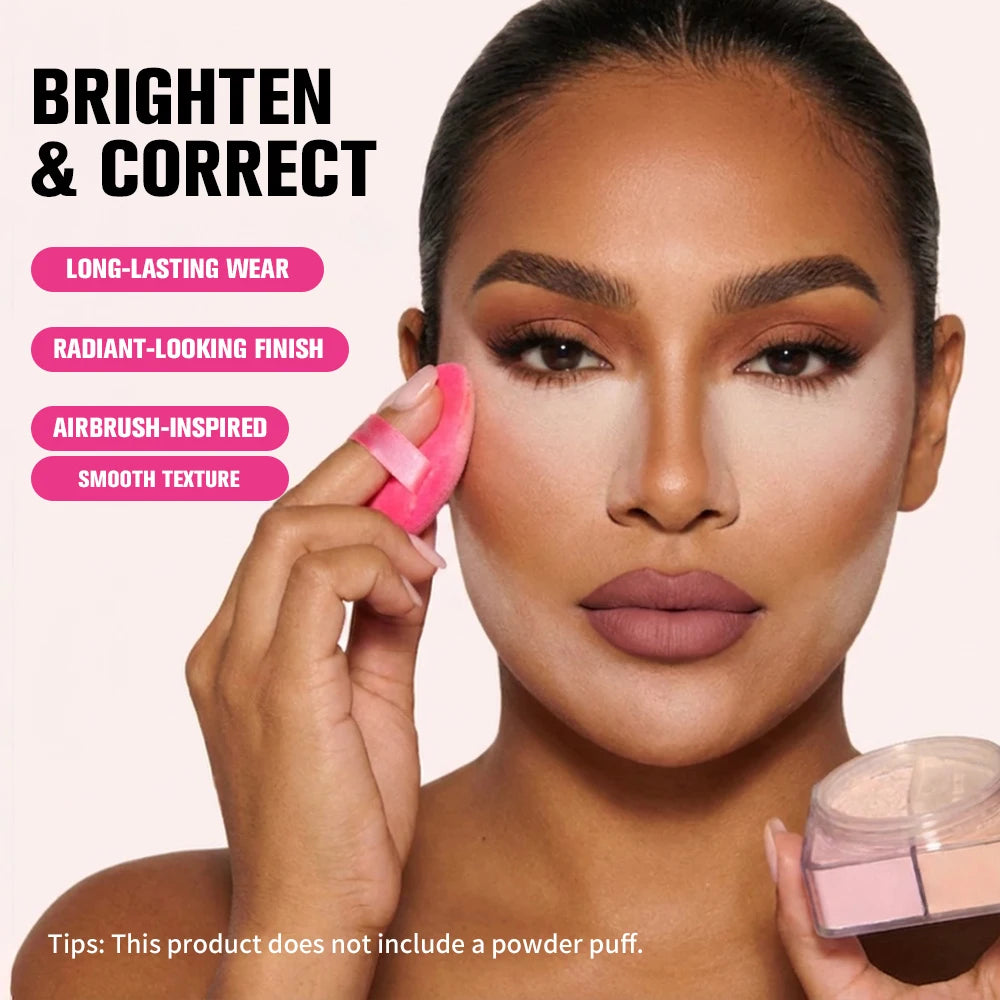 2 in 1 Bake Loose Powder Brightening&Correcting Duo Brightening Correcting Blurred Pores Matte LongLasting Setting Powder Makeup HIP