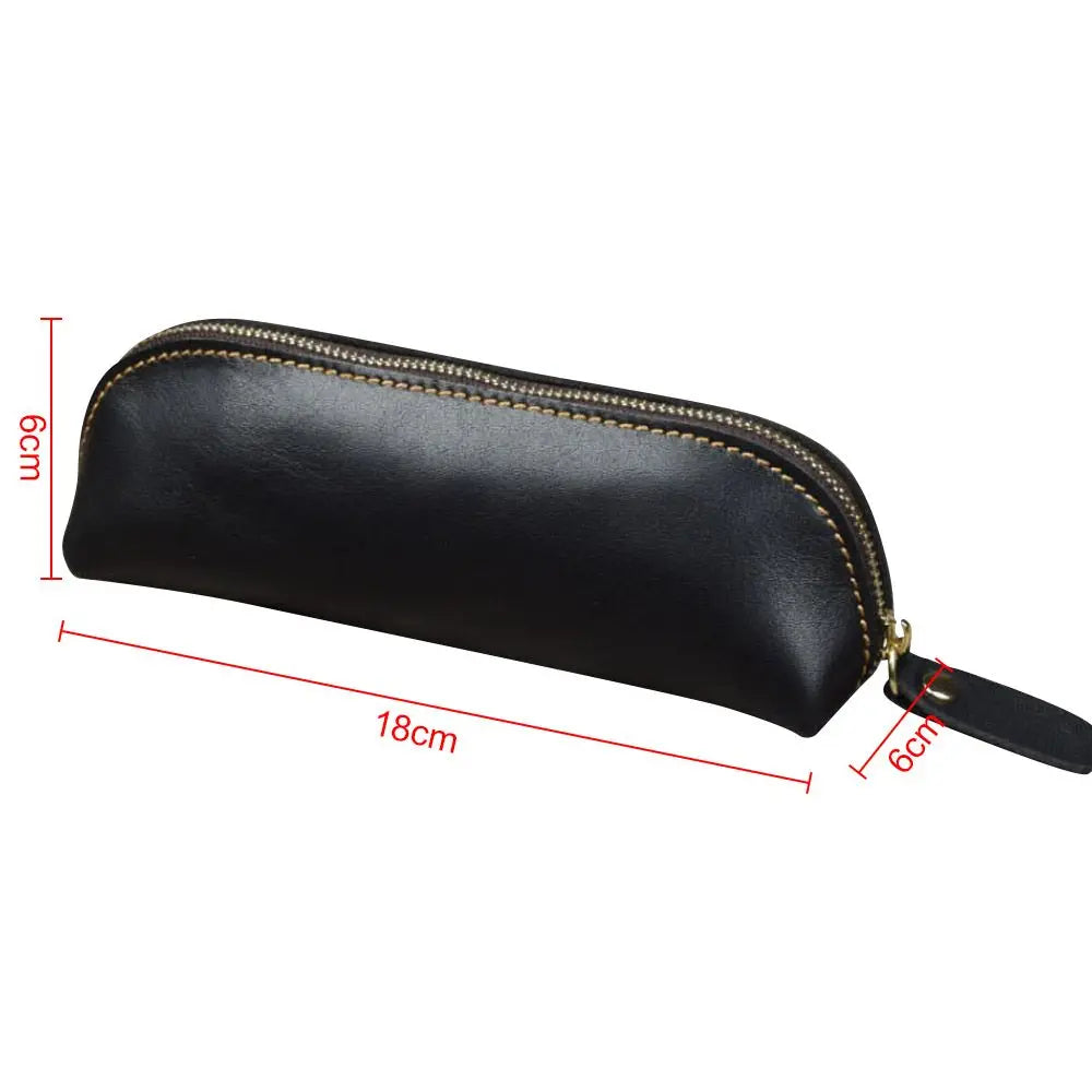 Retro Genuine Leather Pencil Case | Pen & Glasses Pouch Leather Pencil Case HIP