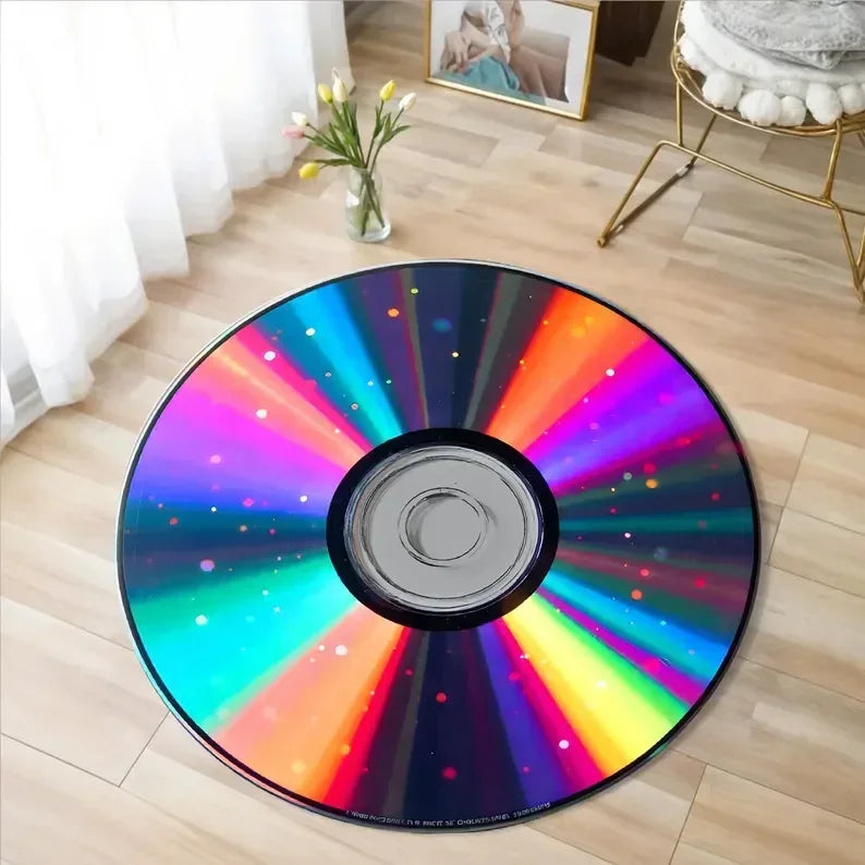 Retro Vinyl Record Round Rug – Non-Slip & Machine Washable Round Area Rug HIP
