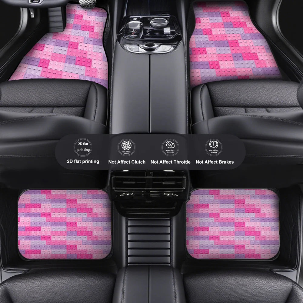 Pink Purple Crystal Fleece Car Floor Mats – Soft Non-Slip Car Floor Mats HIP