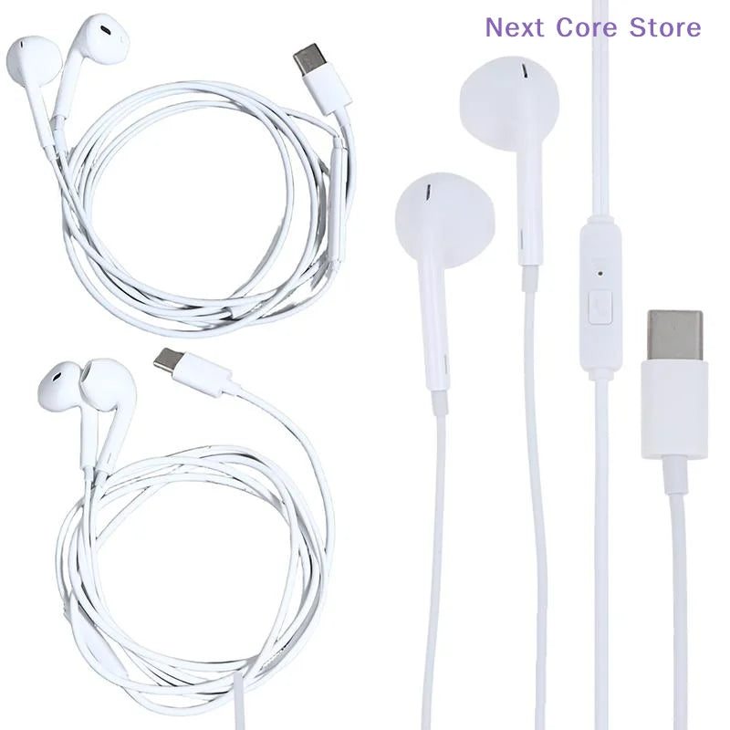 Wired Type-C Earbuds HiFi Stereo Sound & Inline Mic Wired In-Ear Earbuds HIP