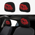 Glitter Pink Lips Car Headrest Covers – 2 Pack Universal Fit Car Headrest Cover HIP 4