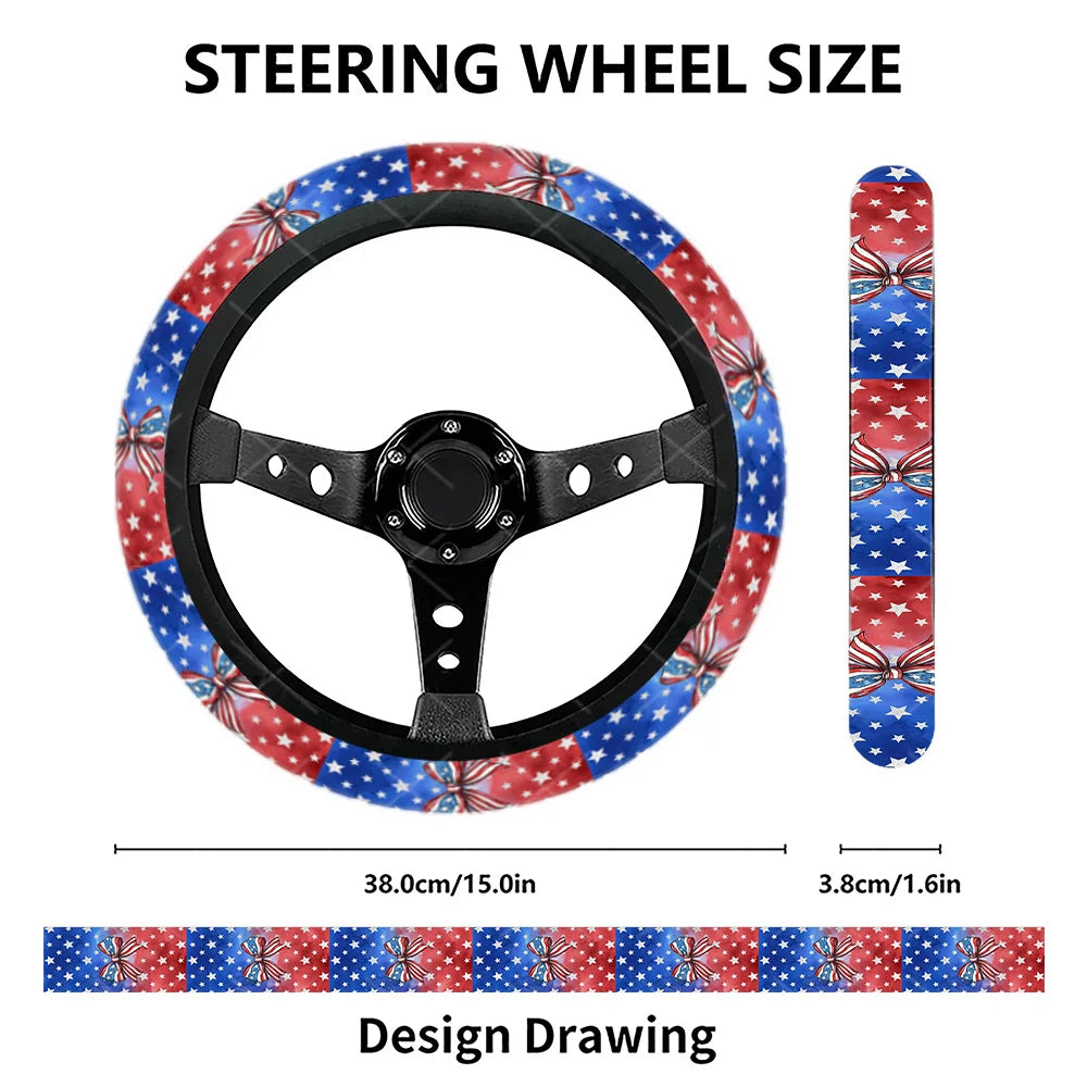 Patriotic American Flag Steering Wheel Cover – Anti-Slip Steering Wheel Cover HIP