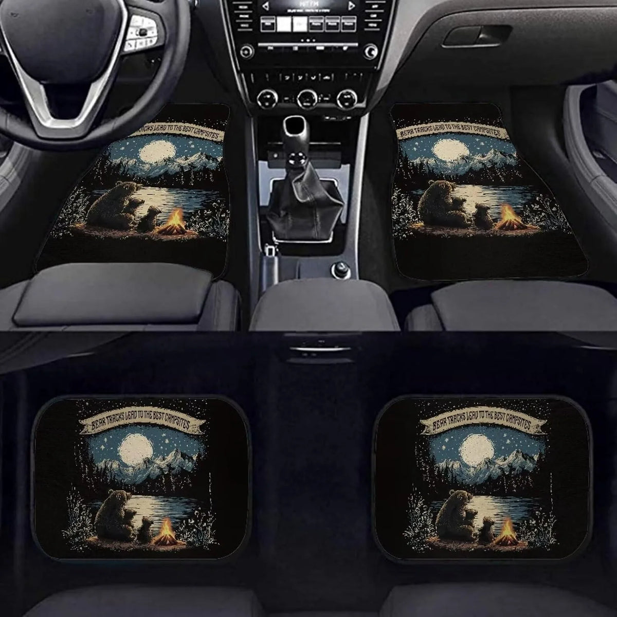 Camping Bear Car Floor Mats – Waterproof All-Weather Set Car Floor Mats HIP