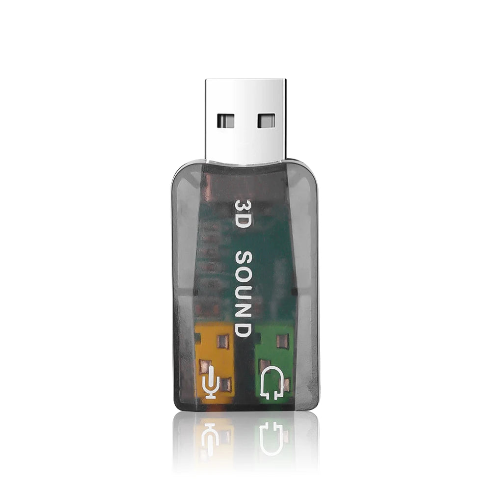 Mini USB External Sound Card – HiFi Stereo 3.5mm Adapter USB Sound Card HIP Transparent
