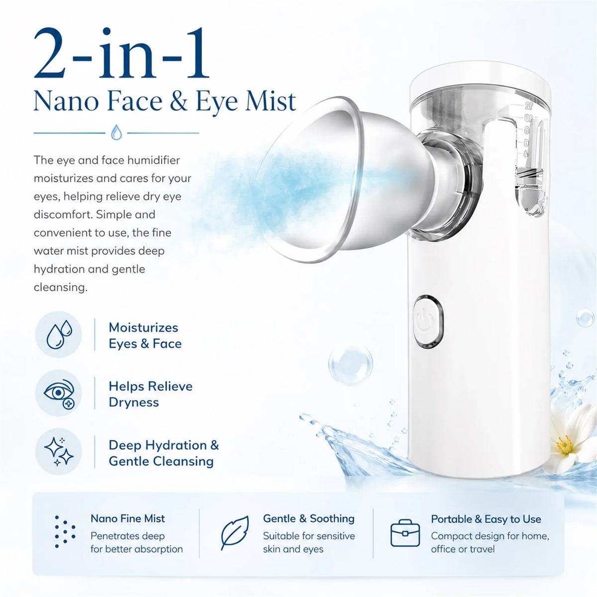 Fireurus Handheld Eye Nebulizer – Moisturizing Eye SPA Atomizer Eye Mist Atomizer HIP