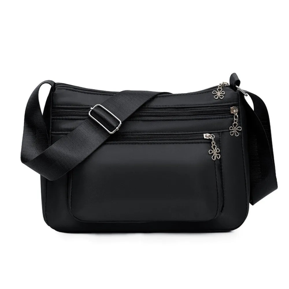 Women's Nylon Shoulder Bag – Large Capacity Waterproof Sling Nylon Shoulder Bag HIP Black