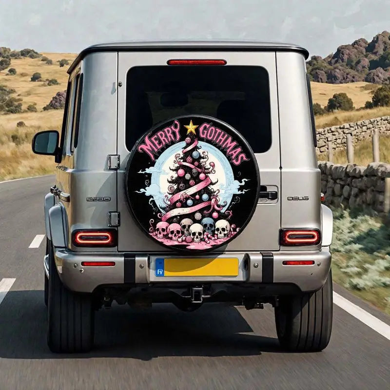 Gothic Christmas Tire Cover – Skull Santa Design for SUVs & Trucks Spare Tire Cover HIP