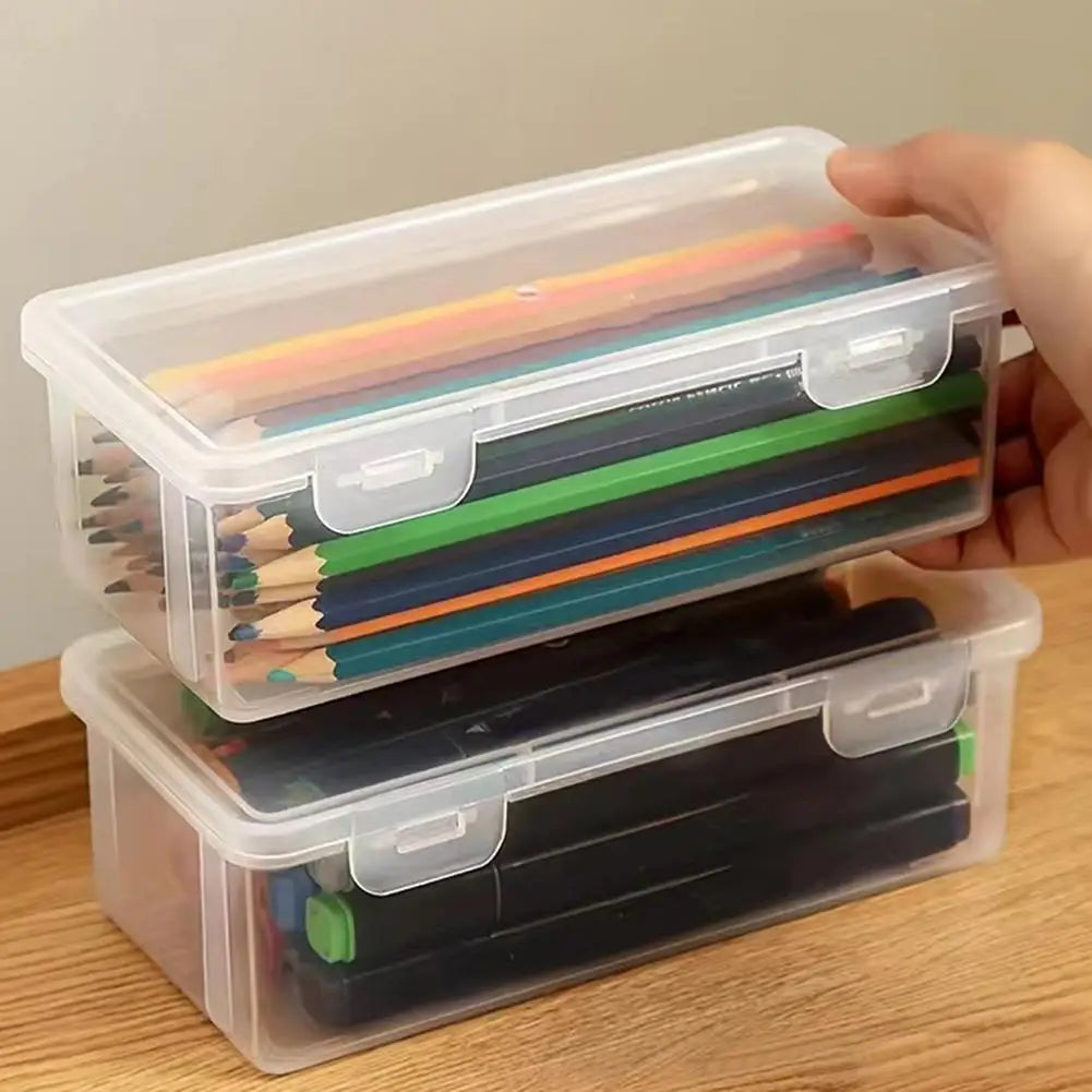 Multi-function Pen Case Clear Plastic Pencil Boxes Portable Mount Storage Pen Box For Oil Pastel Crayon Stationery Organizer Bag HIP