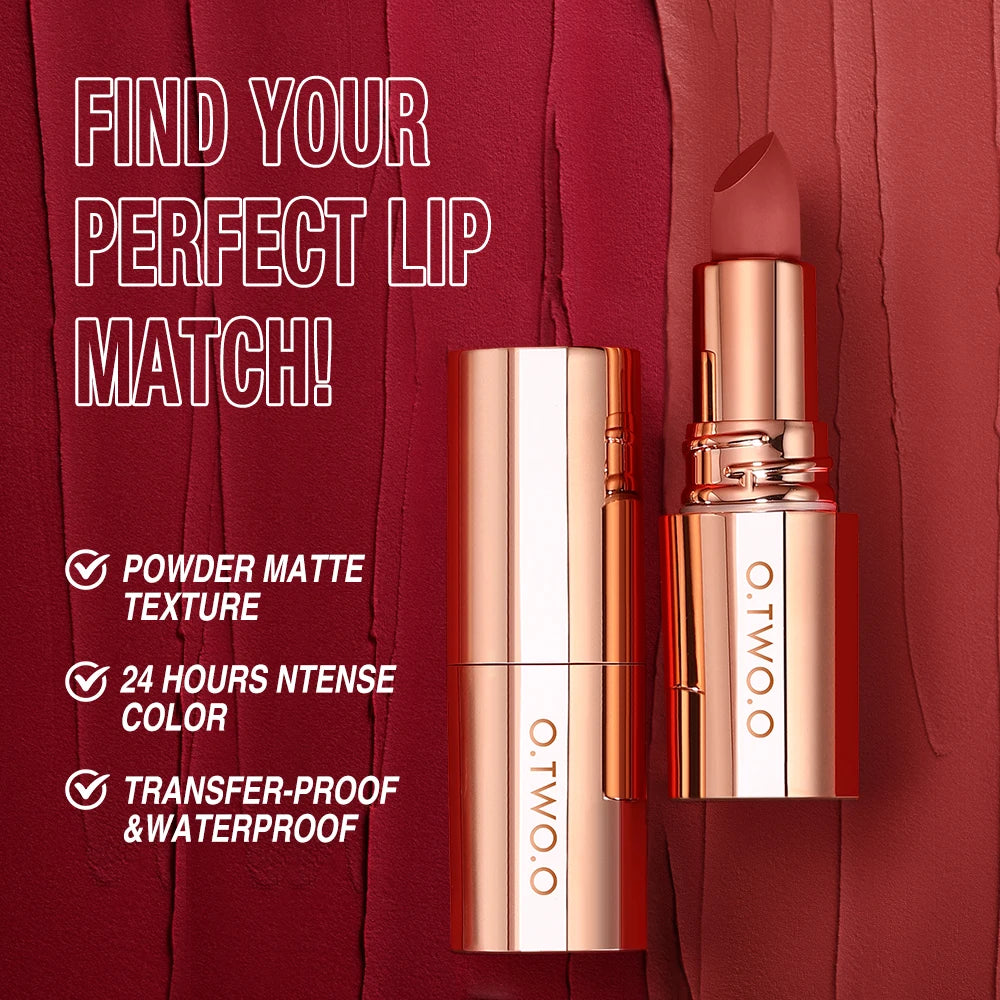 O.TWO.O 8pcs Lipstick Makeup Set Long Lasting Waterproof Lip Stick Smudge-free Matte Sexy Pigmented Velvet Finish Lip Tint HIP