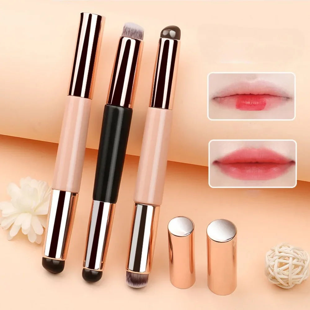 Q Soft Silicone Lip Brush With Dust Proof Cover Round Head Lipstick Applicator Lip Cosmetic Tool Multi-use Eyeshadow Brush HIP