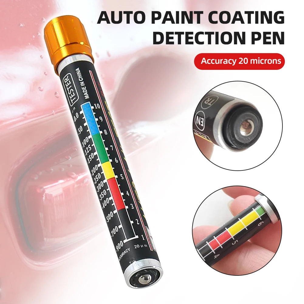 Car Paint Thickness Tester Pen With Magnetic Tip Scale Indicator Portable Car Paint Coating Tester Meter Coat Crash Check Test HIP