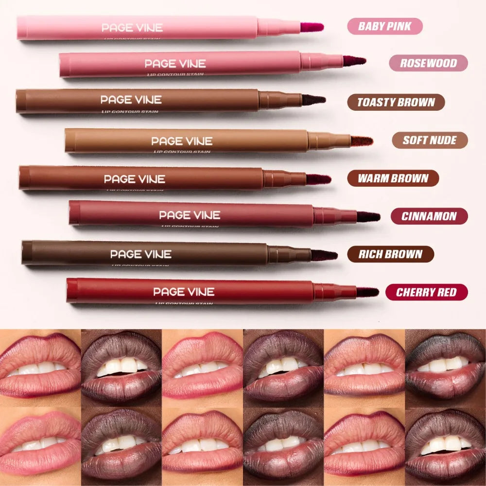 Waterproof Matte Lipliner Pencil Red Contour Tint Lipstick Long Lasting Non-stick Cup Moisturising Lips Makeup 8 Colors Velvet HIP