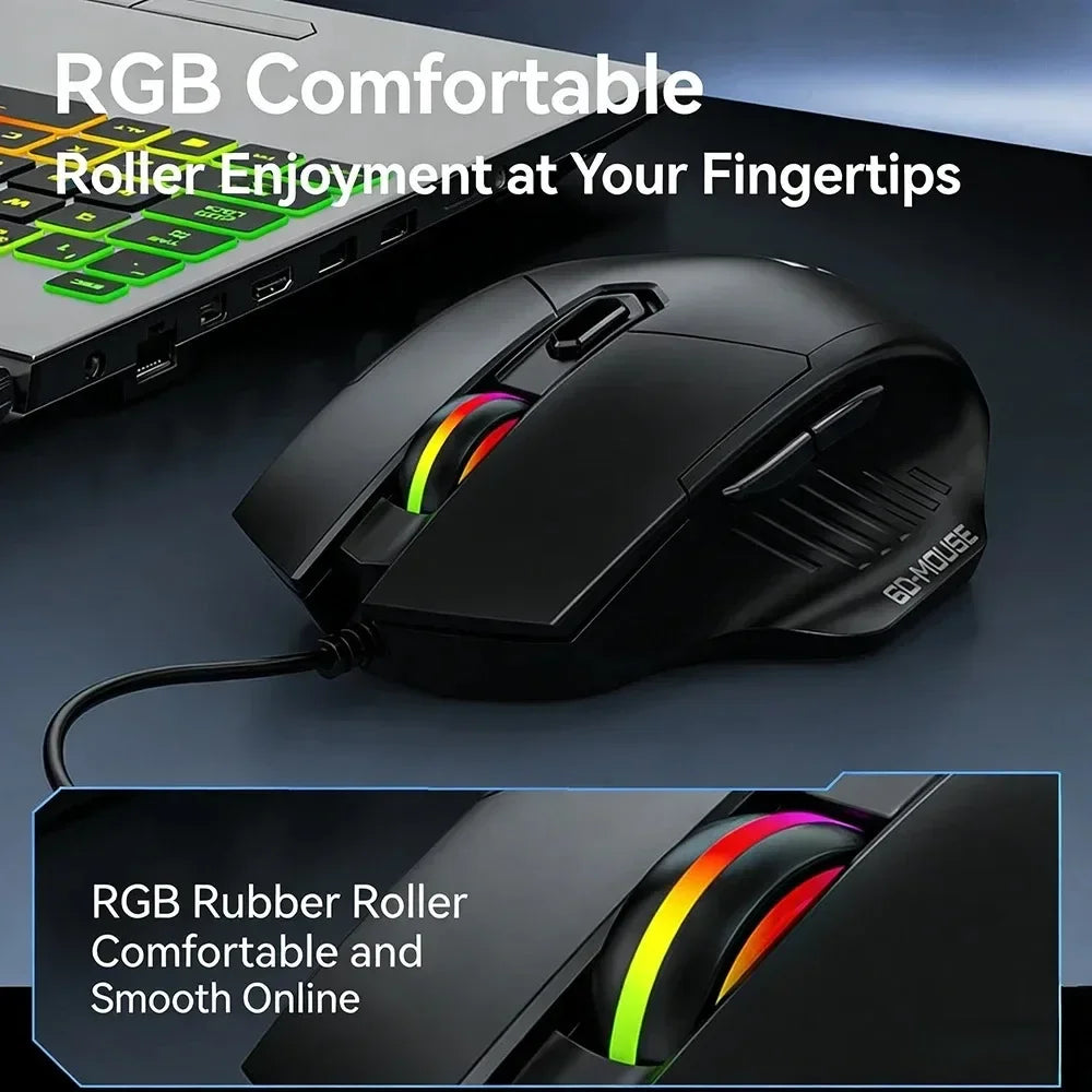 KEBIDUMEI RGB Wired Gaming Mouse – 6 Button, 7200 DPI Silent Wired Gaming Mouse HIP
