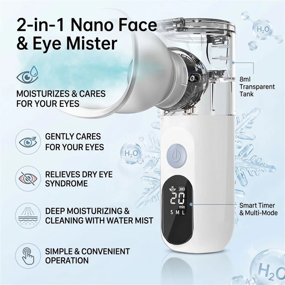 Rechargeable Face & Eye Nano Mist Sprayer – Hydrating Steam Nano Mist Sprayer HIP