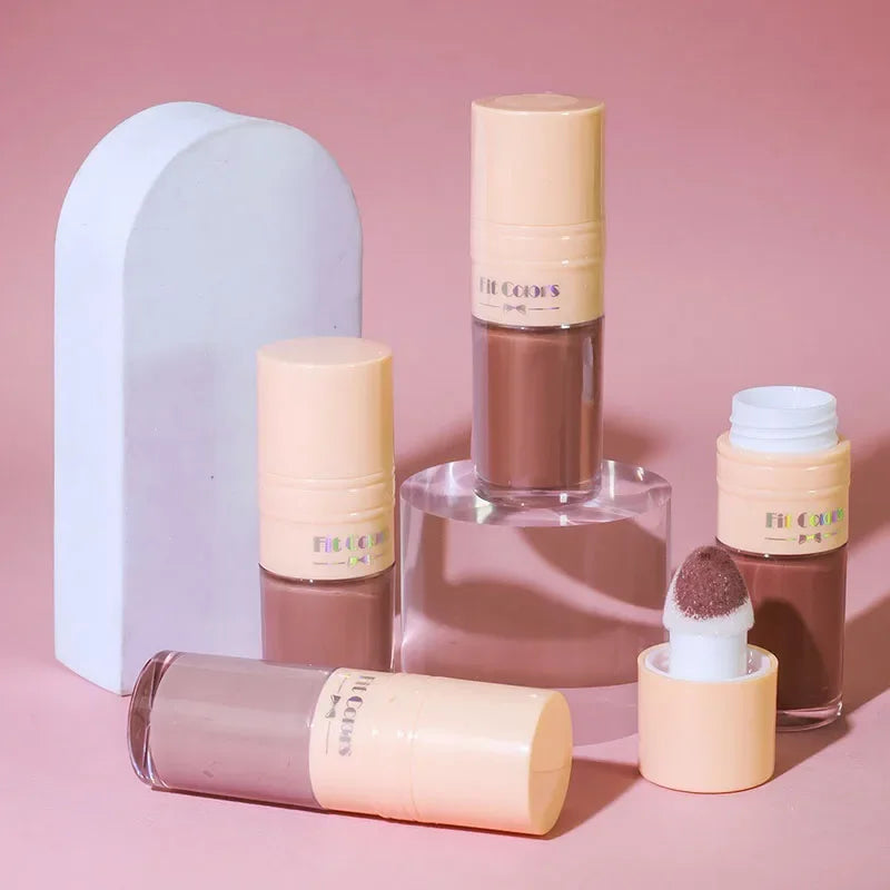14 Colors Matte Liquid Blush Contour Highlighter Waterproof Long Lasting Sponge Brush Head High Pigment Blusher Brighten Bronzer HIP