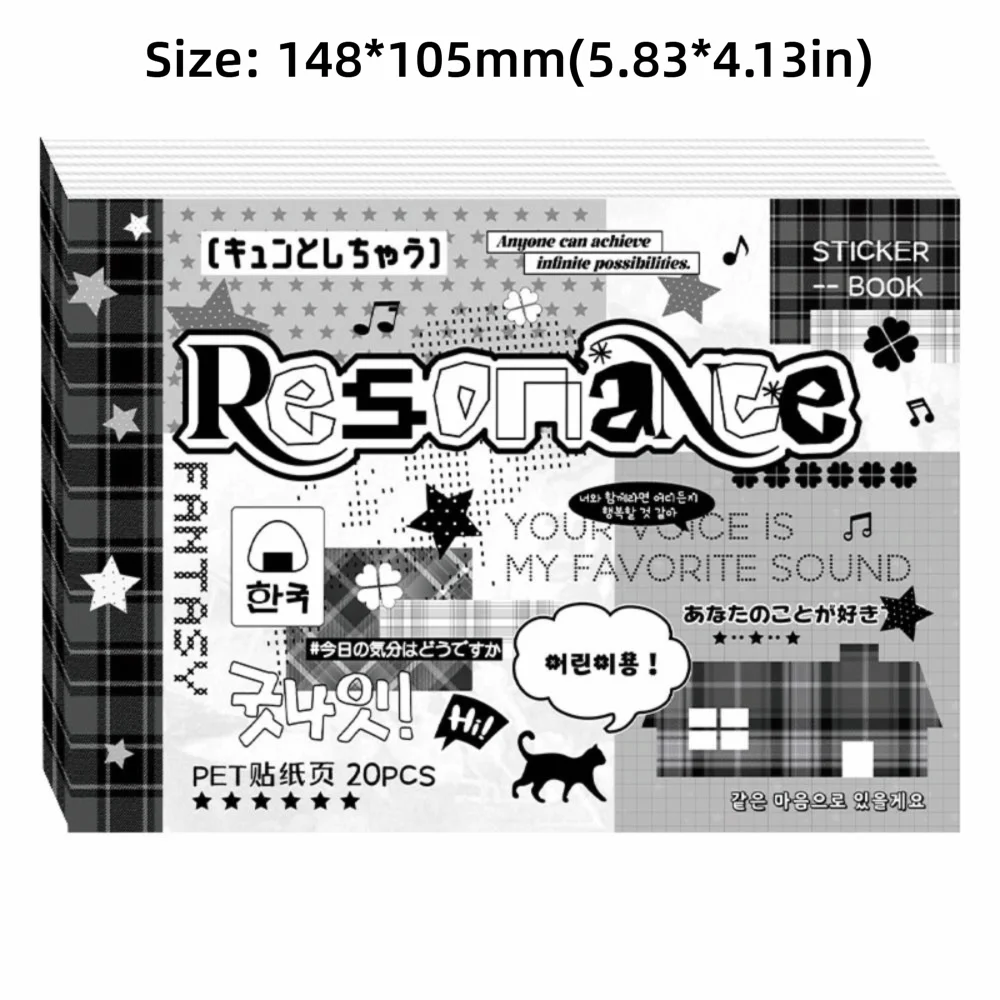 Y2K Sticker Book – 20 Pages Cute Cartoon Scrapbooking Stickers Decorative Sticker Book HIP