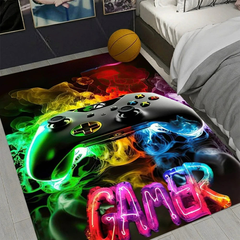 Gaming Rug – Game Controller Carpet for Boys' Game Room Gaming Area Rug HIP 5 80X120cm-Felt