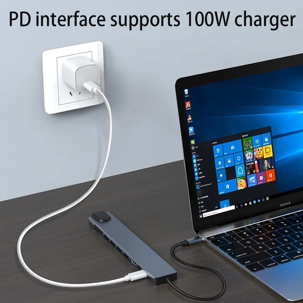 OULLX 10-in-1 USB-C Hub – HDMI 4K, RJ45, PD 90W Dock USB-C Docking Station HIP