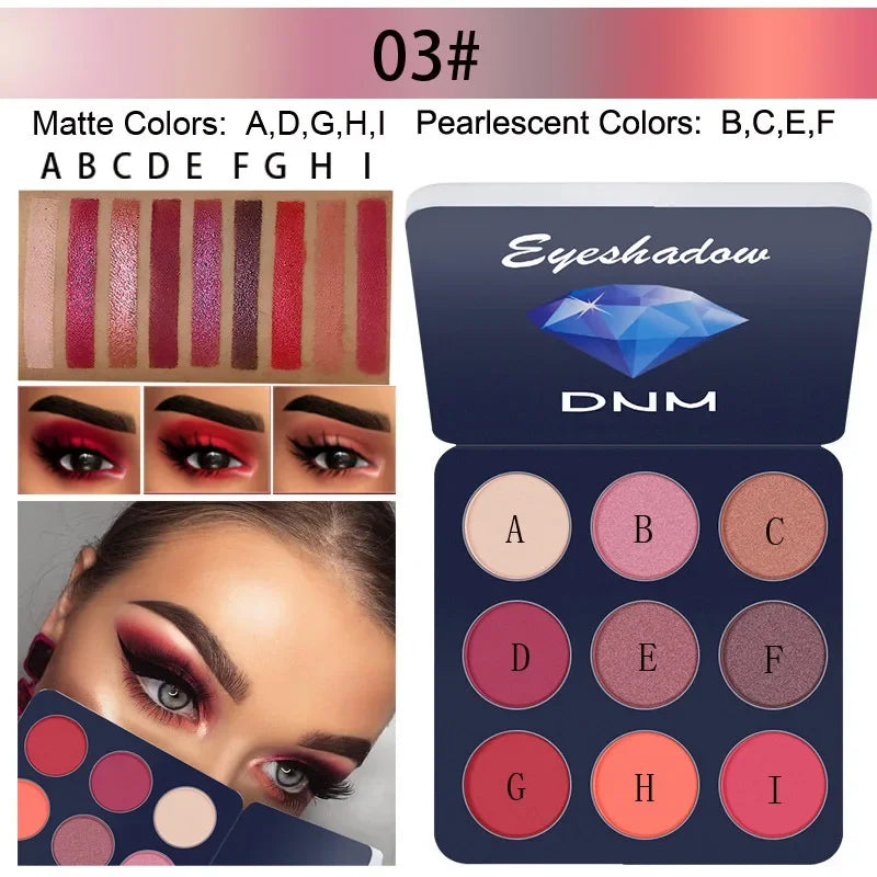 9 Colors Nude Eyeshadow Powder Makeup Palette Matte Shimmer Eye Pigmented Powder Make Up New Warm Earth Color Eyeshadow HIP 3
