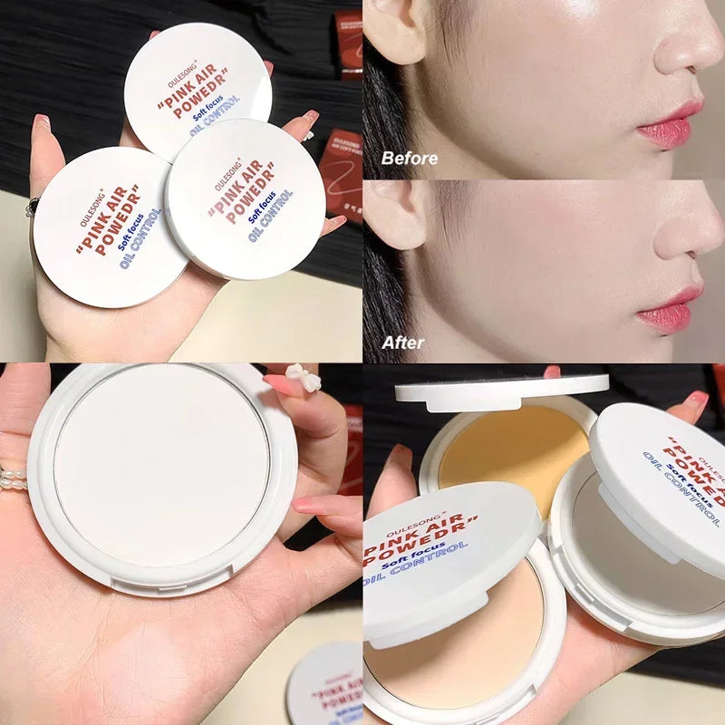 Pressed Powder Transparent White Brighten Oil Control Concealer Lasting Natural Face Makeup Setting Powder Waterproof Cosmetic HIP