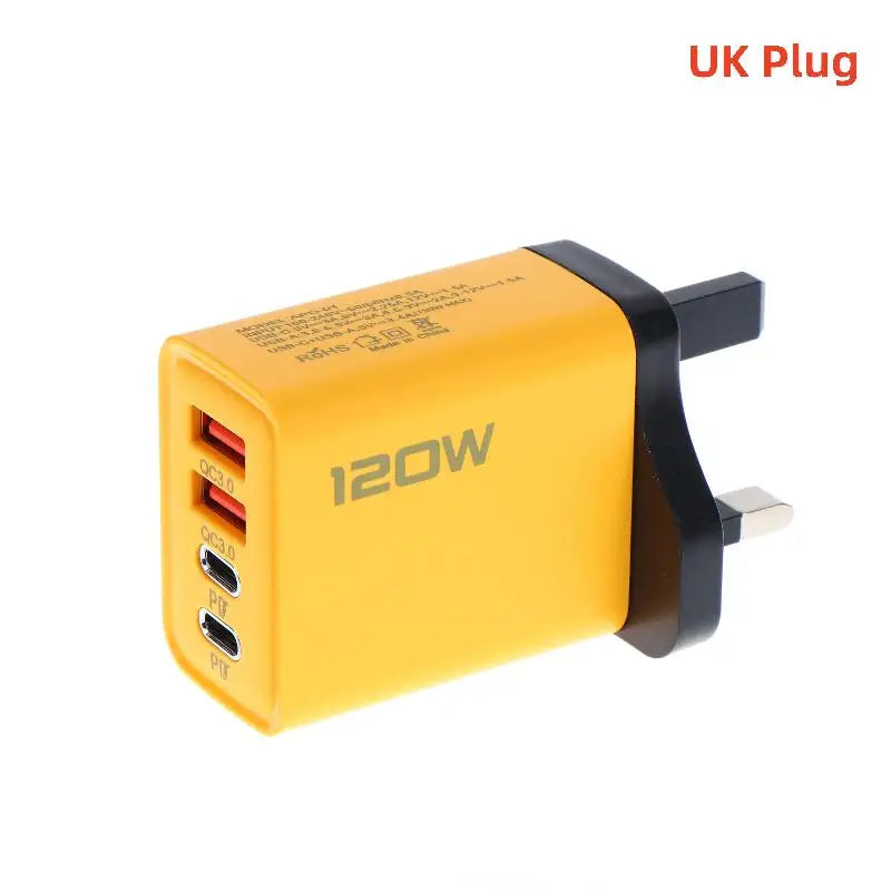4-Port 120W USB-C Fast Charger – PD & QC3.0 Wall Adapter USB Wall Charger HIP A5