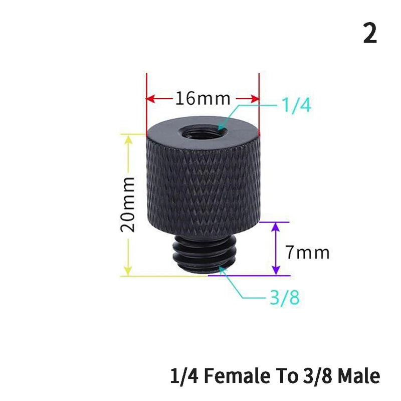 1/4" to 3/8" Tripod Screw Mount Adapter – Black | Camera Tripod Screw Adapter HIP No plug 2