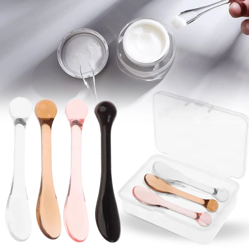 3pcs Acrylic Cosmetic Spatulas Scoop with Bottle Face Cream Mask Mud Mixing Spoon Beauty Tools Absorb Roller Facial Applicator HIP
