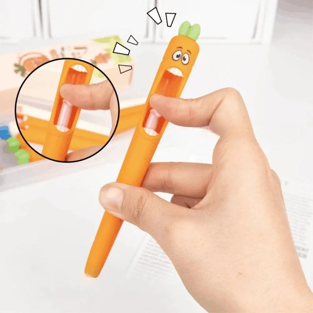 4-Pack Carrot Shaped Gel Pens – Retractable 0.5mm Novelty Set Novelty Gel Pen Set HIP