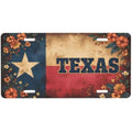 Texas Lone Star Floral License Plate – Vintage Aluminum Car Tag Decorative License Plate HIP 1