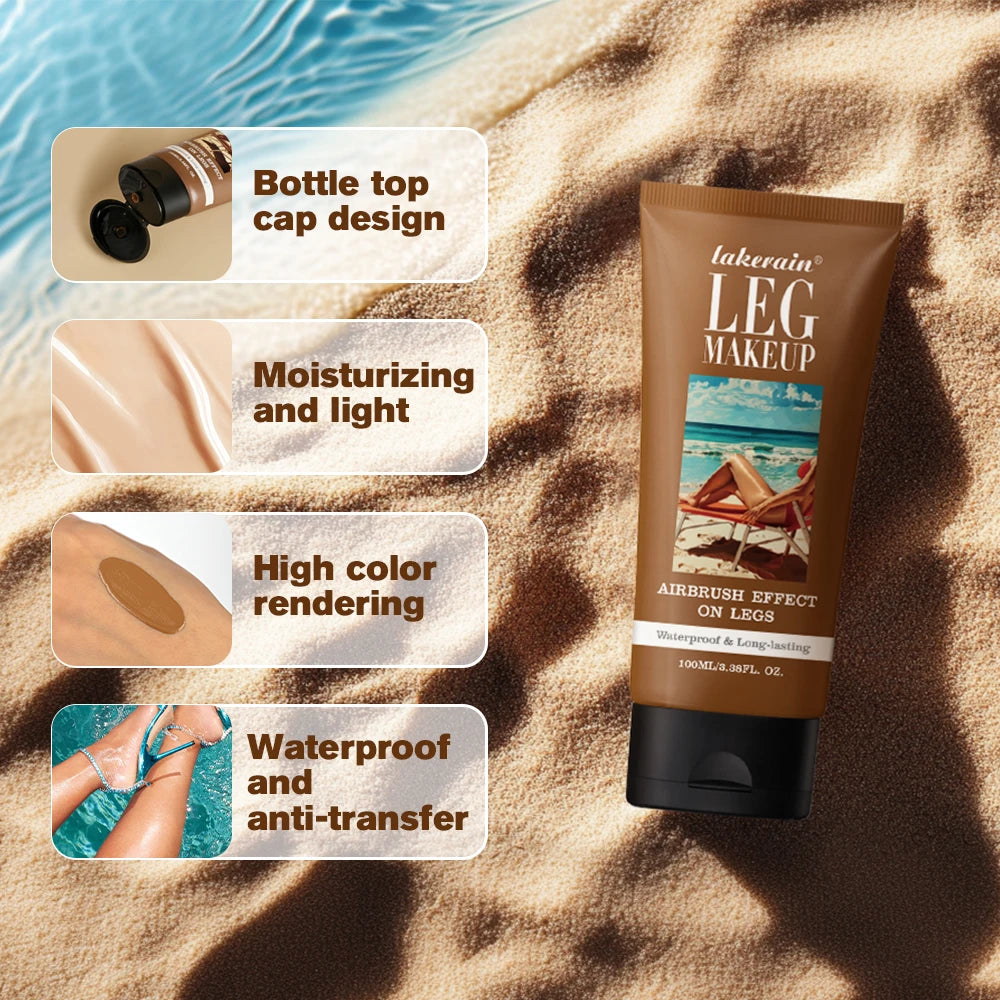 100ml Tan Leg Makeup Body Foundation Lotion Even Skin Tone Waterproof Long Lasting Body Tanning Cream Medium Bronze Leg Makeup HIP
