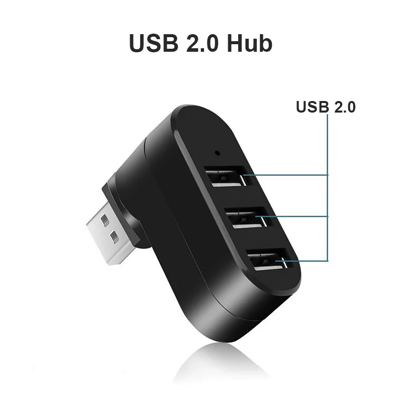 OULLX USB 3.0 Hub – 3-Port 180° Rotating Mini Splitter Adapter USB Hub Adapter HIP