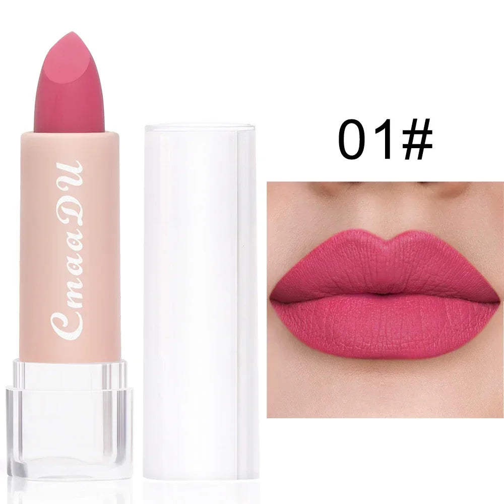 15 Colors Lipstick Waterproof Long Lasting Matte Velvet Mental Beauty Lip Gloss Nude Glitter Lip Gloss Beauty Red Lip Tint New HIP 01
