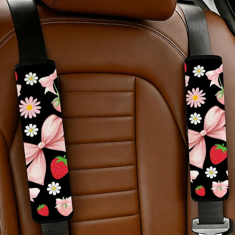 2-Pack Cute Strawberry Daisy Car Seat Belt Covers | HIP Seat Belt Cover HIP