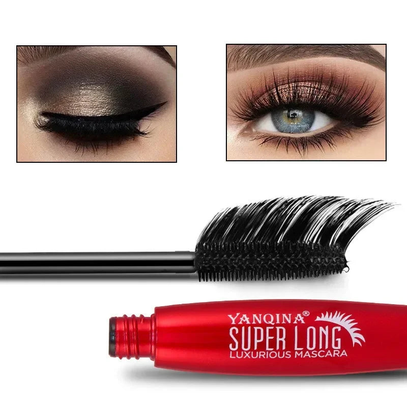 4D Silk Fiber Mascara Lengthening Waterproof Long Lasting Curling Thick Waterproof Mascara Long Eyelashes Extension Make Up HIP