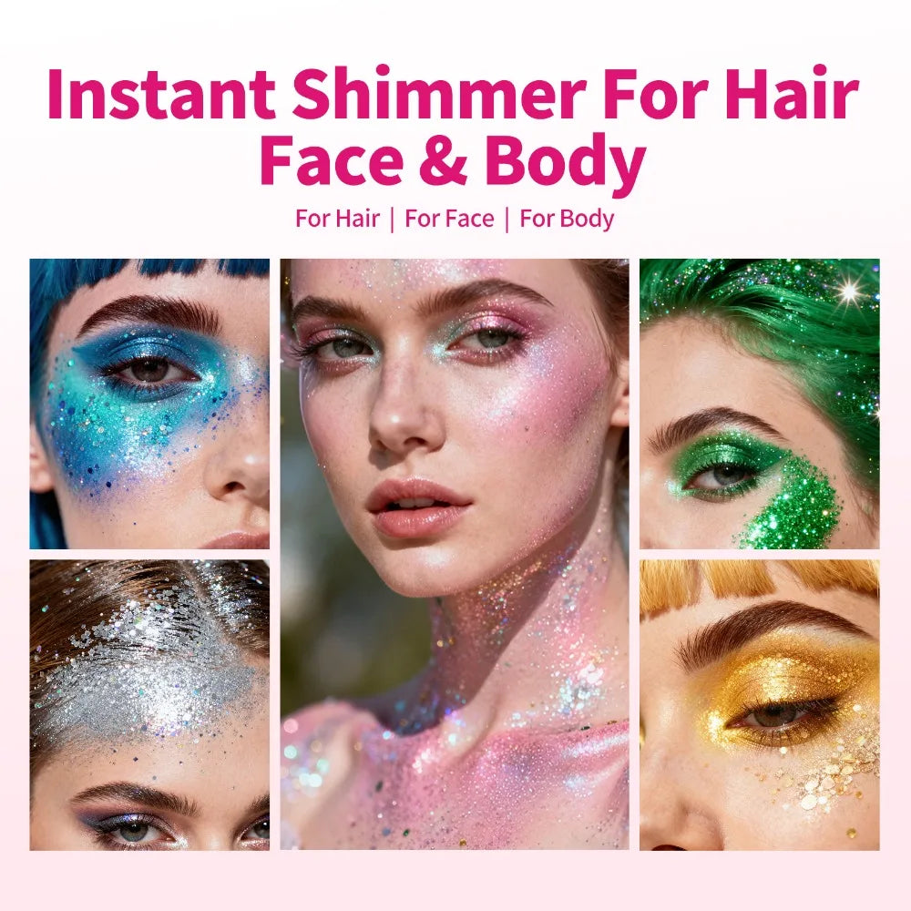Sparkling Sequins Glitter Gel Stick Mermaid Sequin Body Glitter Gel Cosmetic Hair Glitter Festival Makeup for Christmas Party HIP