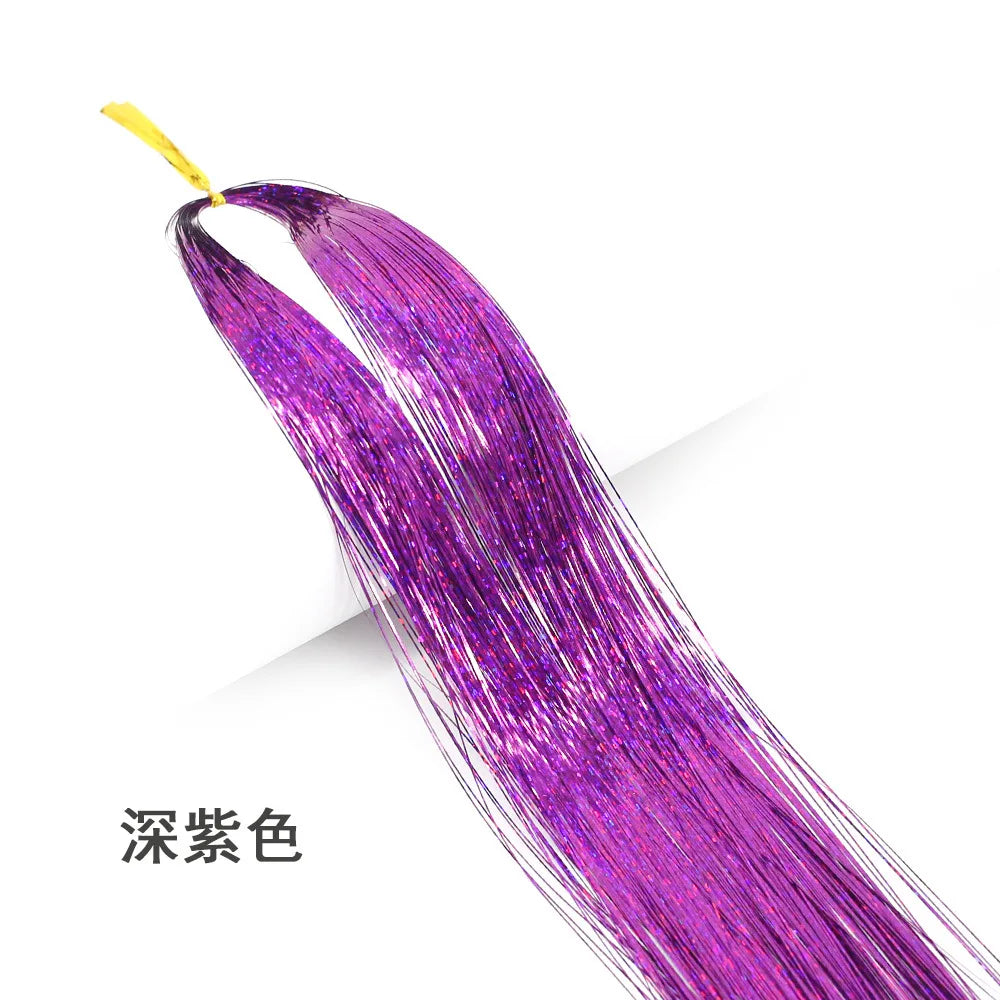 Shiny Sparkle Hair Tinsel Kit Rainbow Women Colorful Glitter Bling Hair Extension Twinkle Hair Dazzles Accessories for Braiding HIP 6