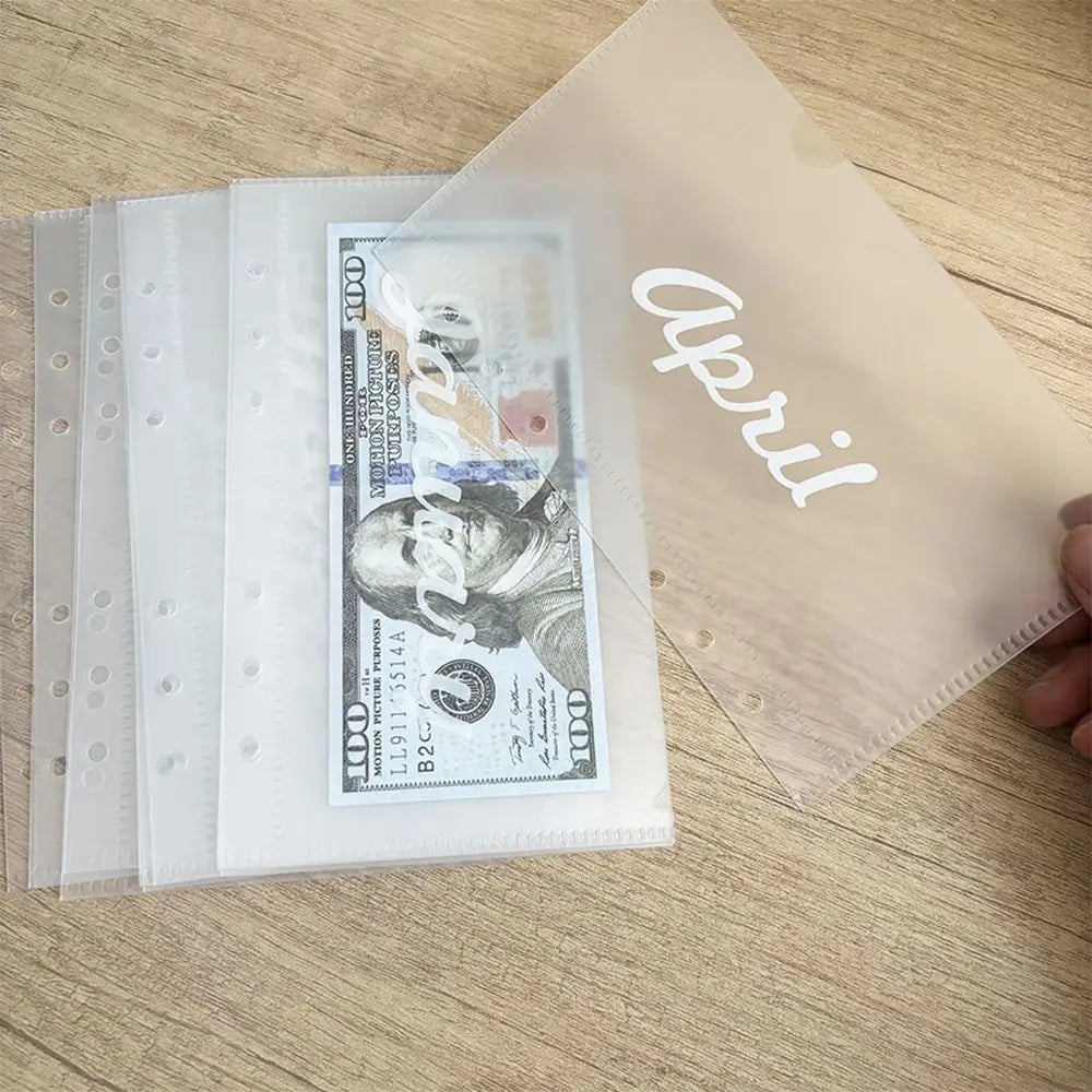 12-Month Cash Storage Binder A6 Transparent PP Loose-Leaf Cash Envelope Binder HIP