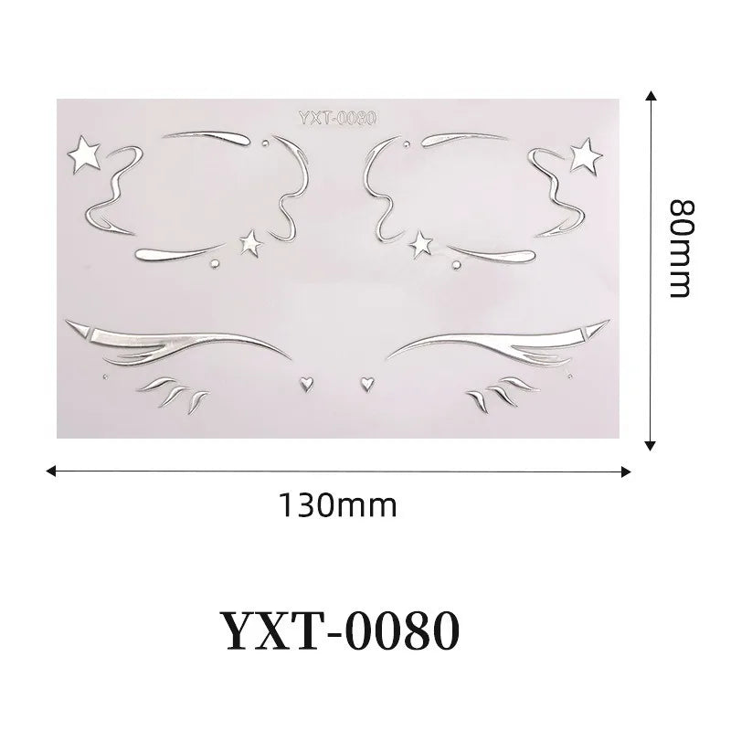 Silver Cosplay Eyelashes Eye Wing Tattoo Eyeliner Sticker Metal Facial Sticker Self Adhesive Face Decor Moon Star Tattoo Makeup HIP 0080