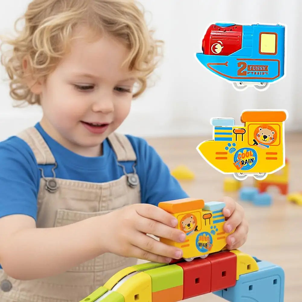 Magnetic Track Car Toy for Kids DIY Building Blocks Magic Railway Set STEM Educational Electric Train Racing Toy Boys Gift HIP