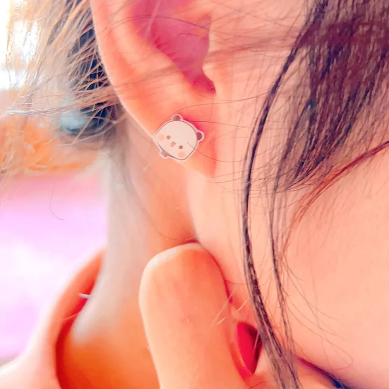 Panda Bubu Cartoon Silver Needle Ear Studs – Cute Gift Cartoon Ear Studs HIP