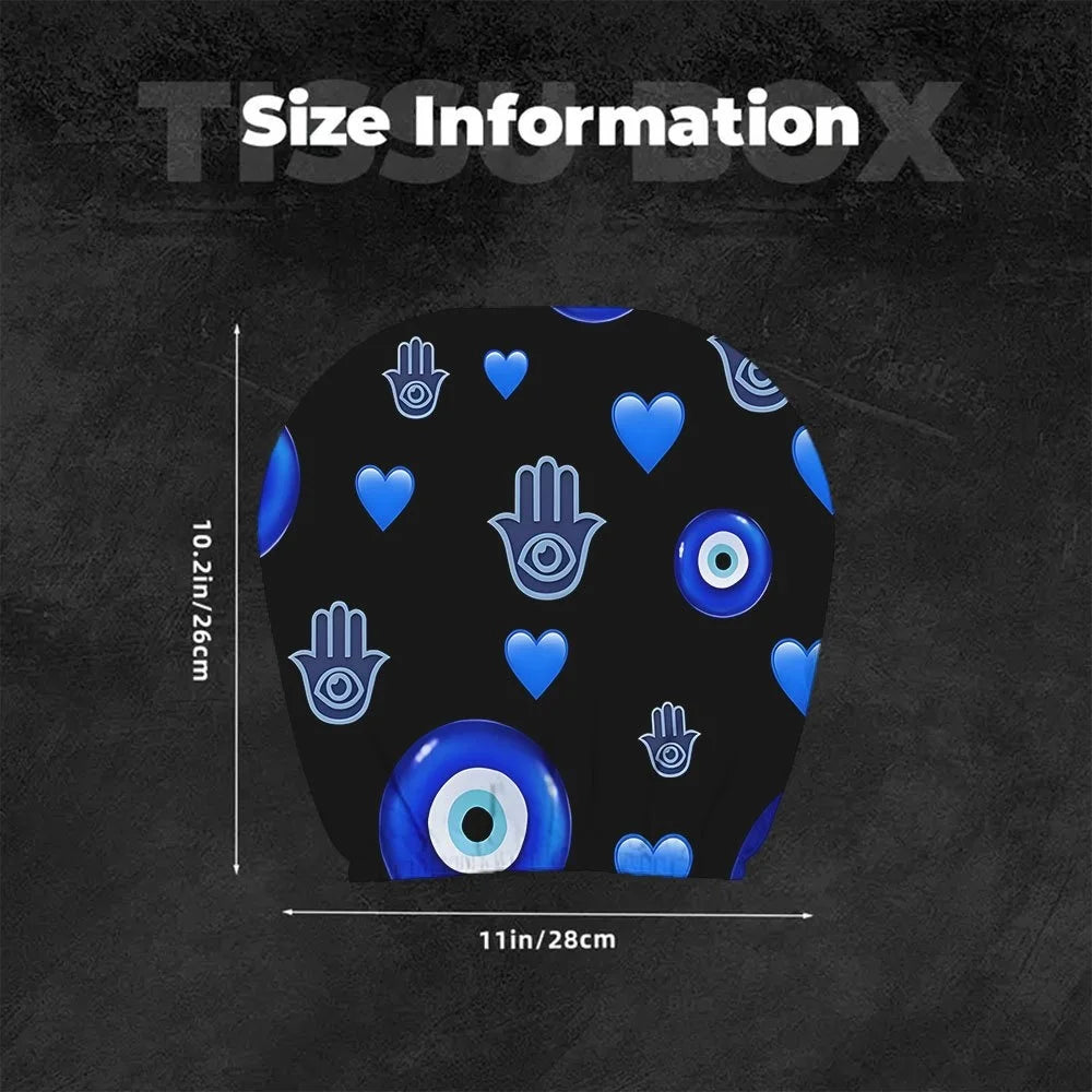 2-Pack Blue Evil Eye Car Headrest Covers | Elastic Fit Car Headrest Cover HIP